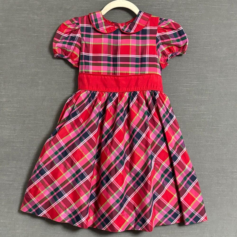Hartstrings Dress Girls 7 Red Pink Plaid Dressy Christmas Holiday Party